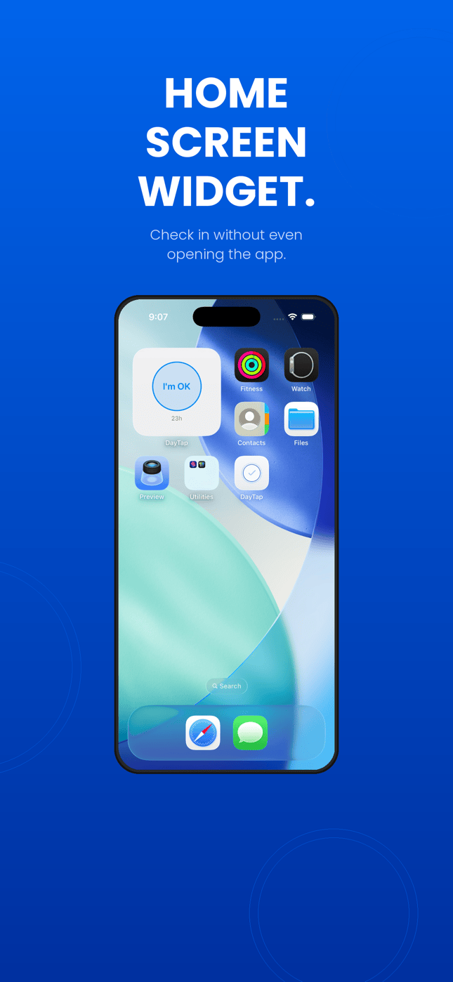 DayTap home screen widget for checking in without opening the app